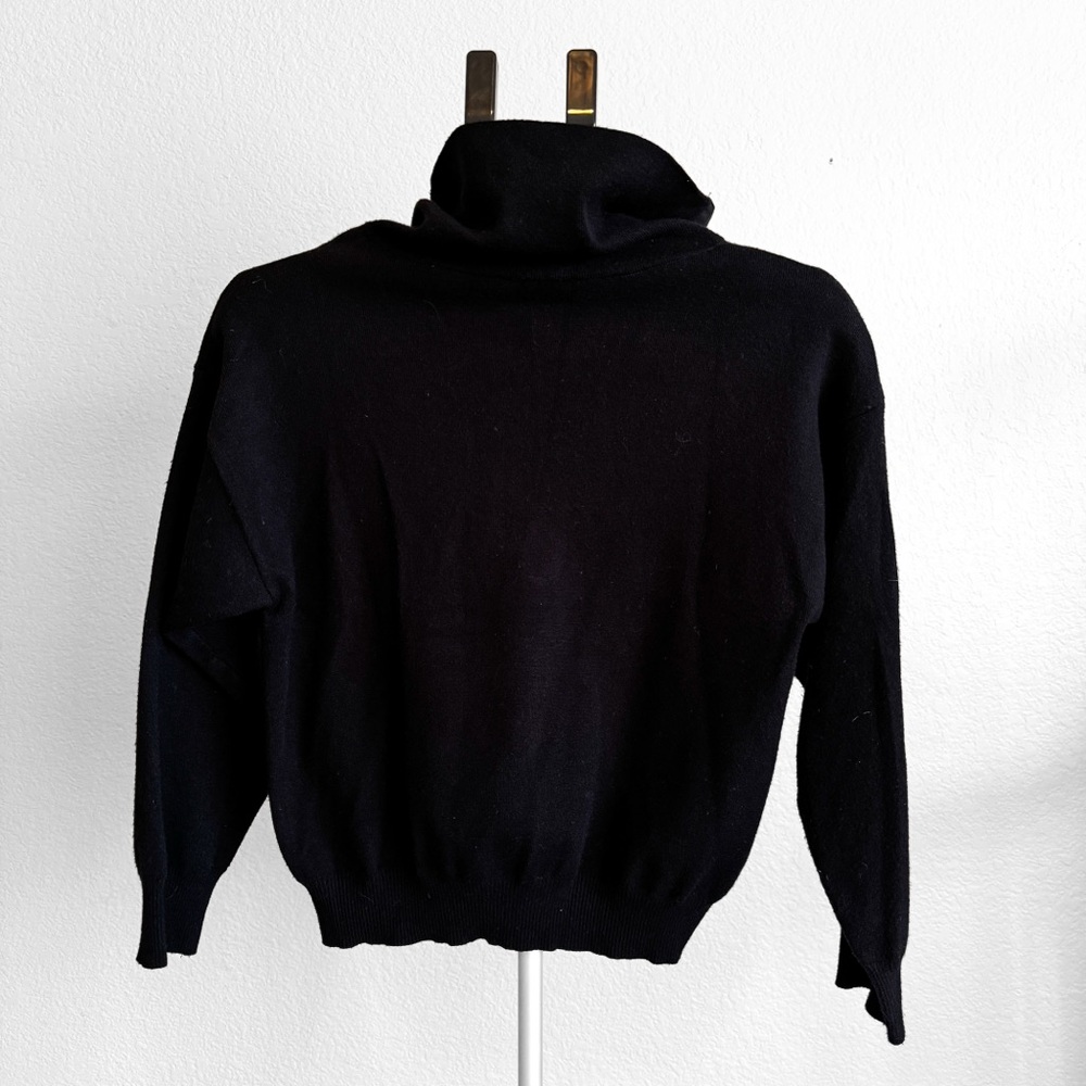 Mango MNG Black Mixed Media Knit Henley Utility Sweater XS - Picture 3 of 4